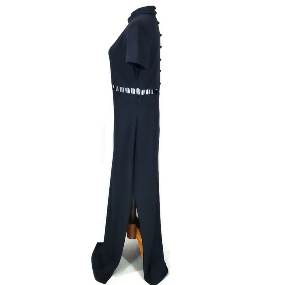 Vtg. St.John Evening Santana Knit Black Cut Out Maxi Dress Black Tie Formal - Picture 8 of 16